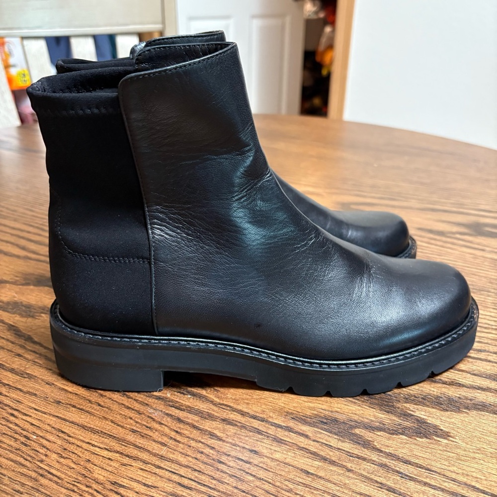 STUART WEITZMAN NWOT 5050 Leather Block Heel Chelsea Boots Black Size 8 Org $595